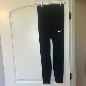 Nike Dri-Fit Black Leggings High Waisted with White Swoosh